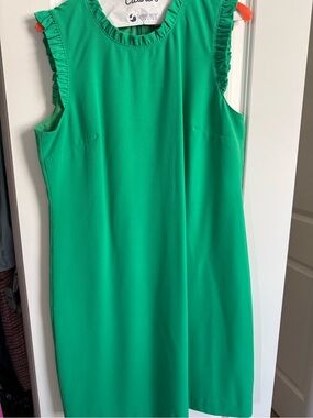 J. Crew Bright Green Ruffle-Trim Mini Dress